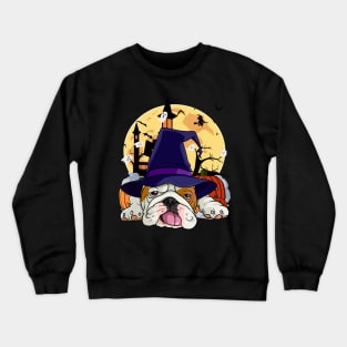 English Bulldog Witch Happy Halloween Crewneck Sweatshirt